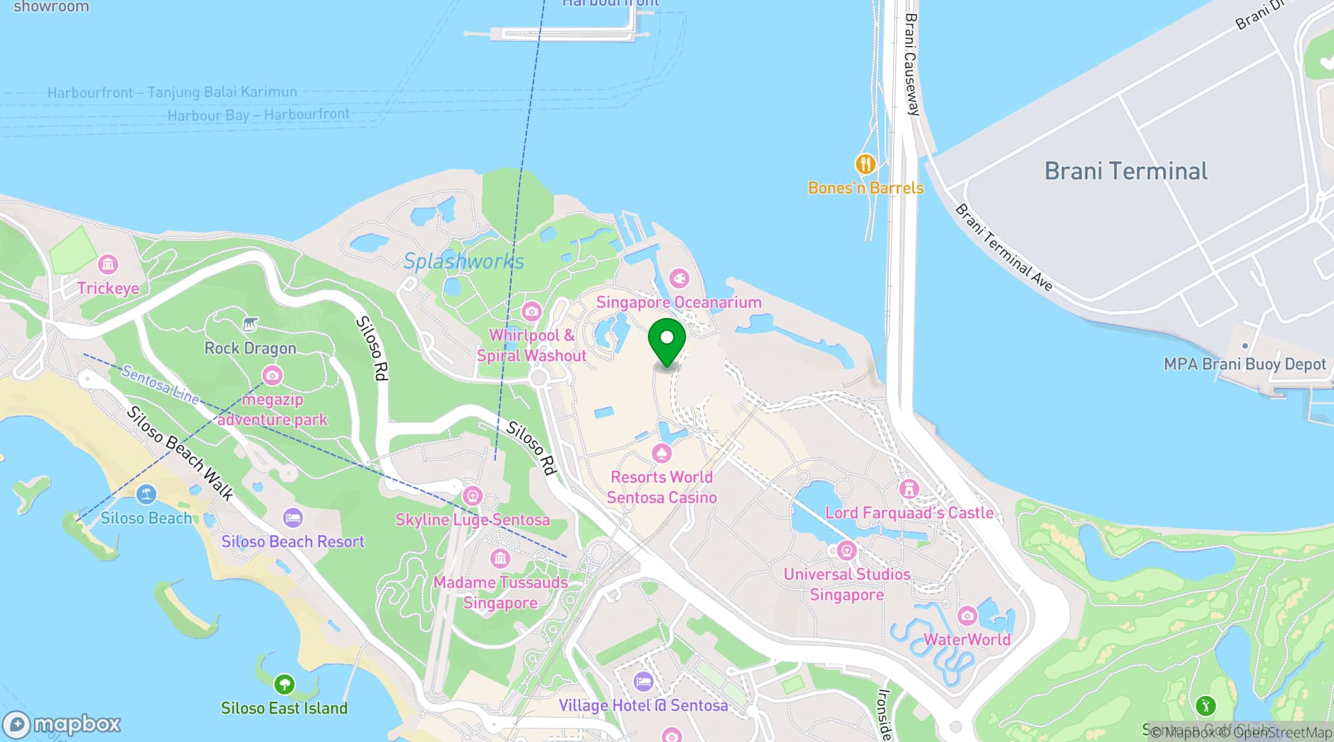 Map showing Shangri-La Rasa Sentosa, Singapore