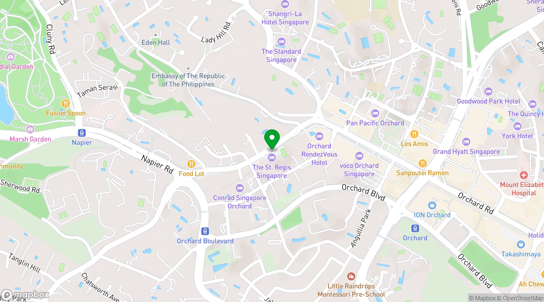 Map showing The St. Regis Singapore