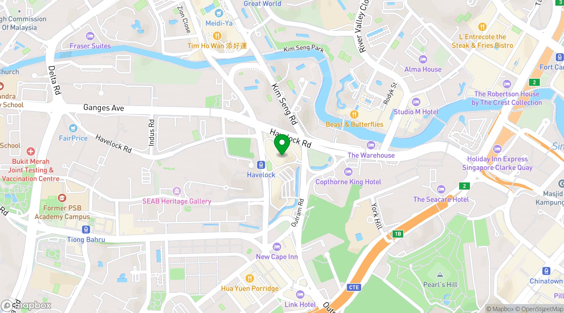 Map showing Holiday Inn Singapore Atrium