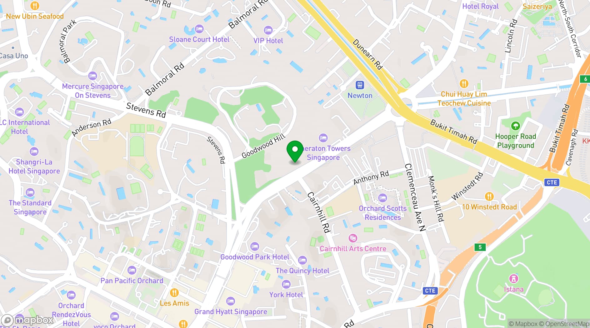 Map showing Chef Chan's Private Dine