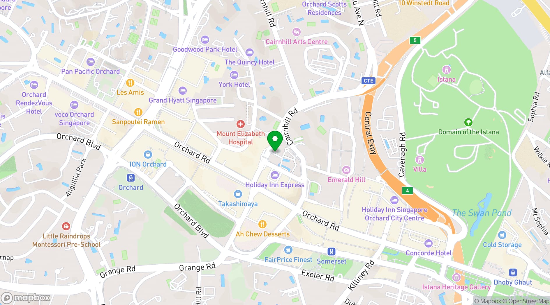 Map showing COMO Metropolitan Singapore