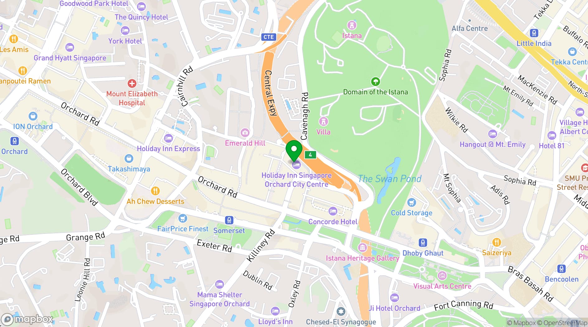 Map showing Holiday Inn Singapore Orchard City Centre