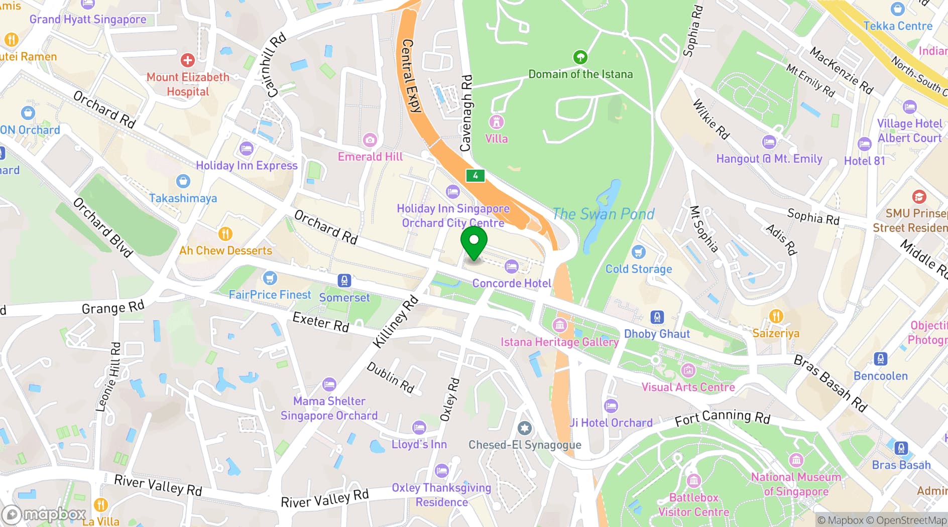 Map showing Concorde Hotel Singapore