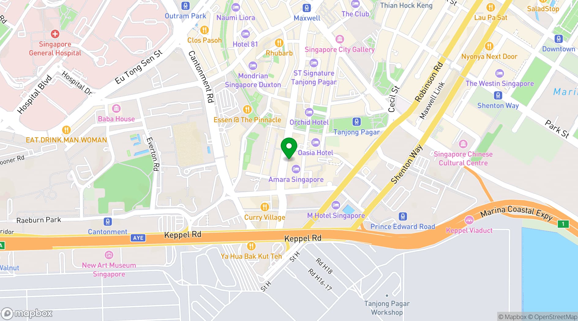 Map showing Amara Singapore
