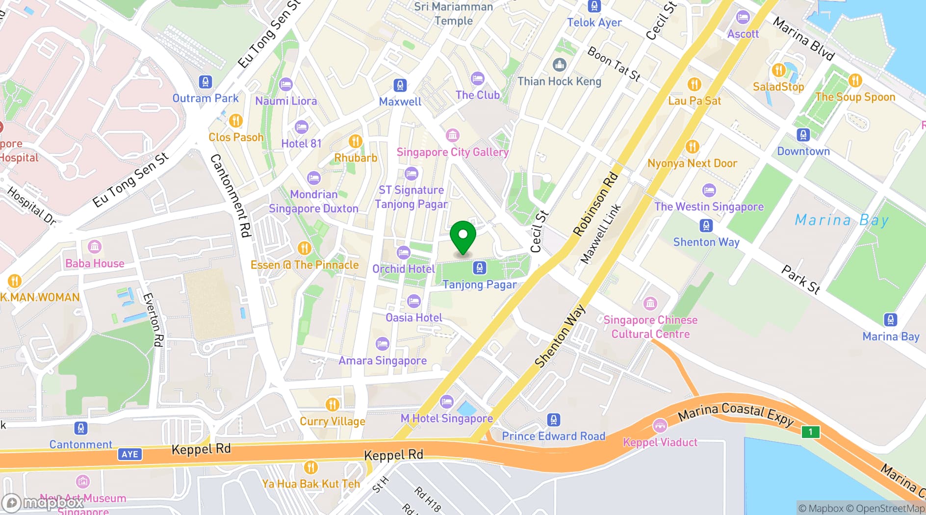 Map showing Sofitel Singapore City Centre