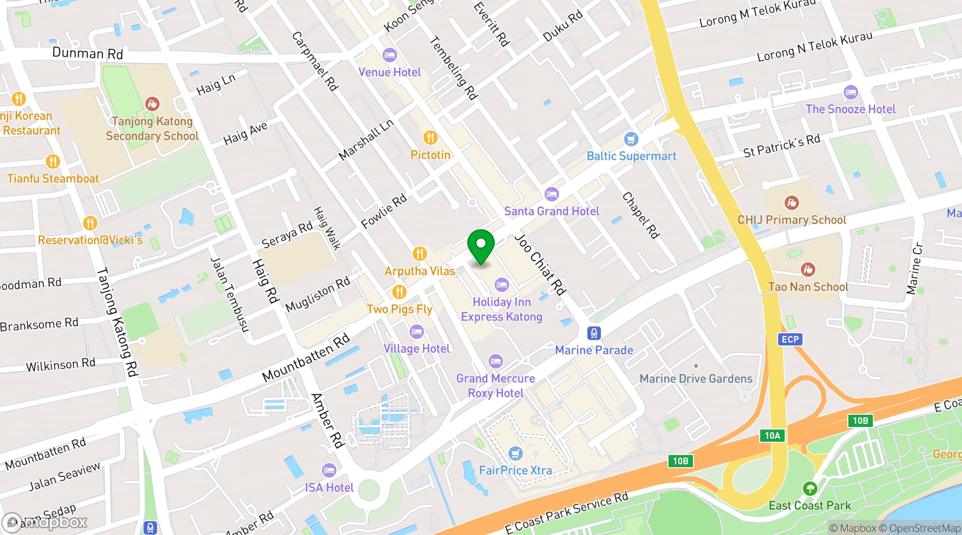 Map showing Hotel Indigo Singapore Katong