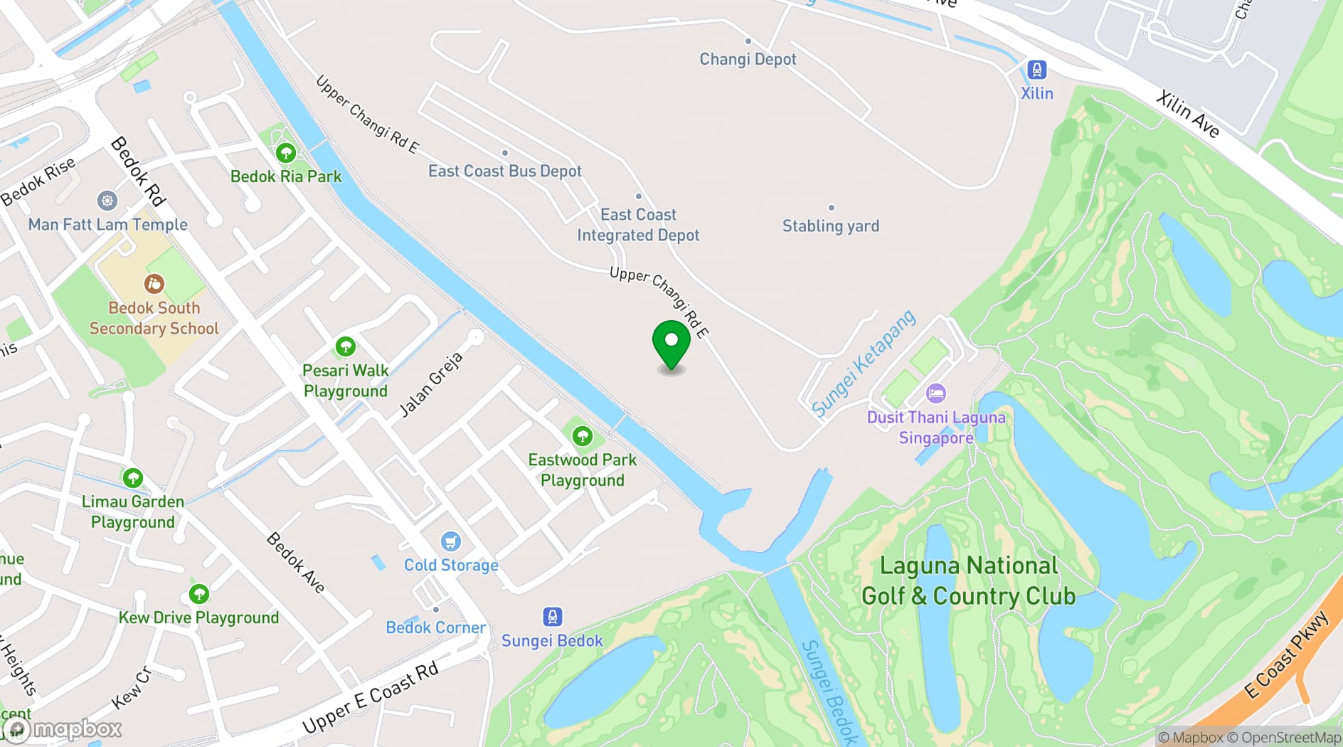 Map showing NEWater Visitor Centre