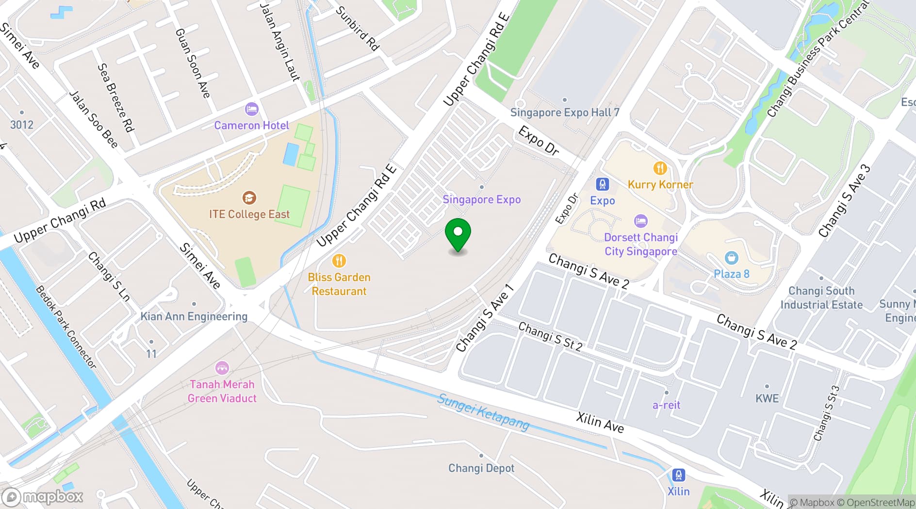 Map showing Singapore EXPO