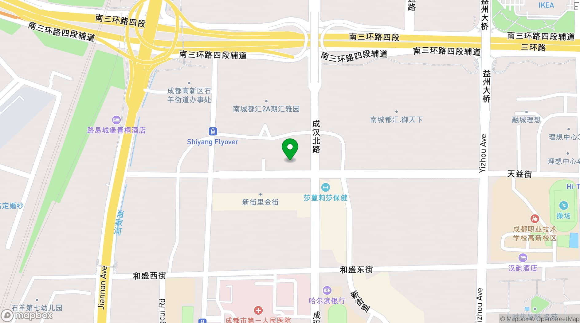 Map showing Chengdu Huanhua Hongtai Hotel