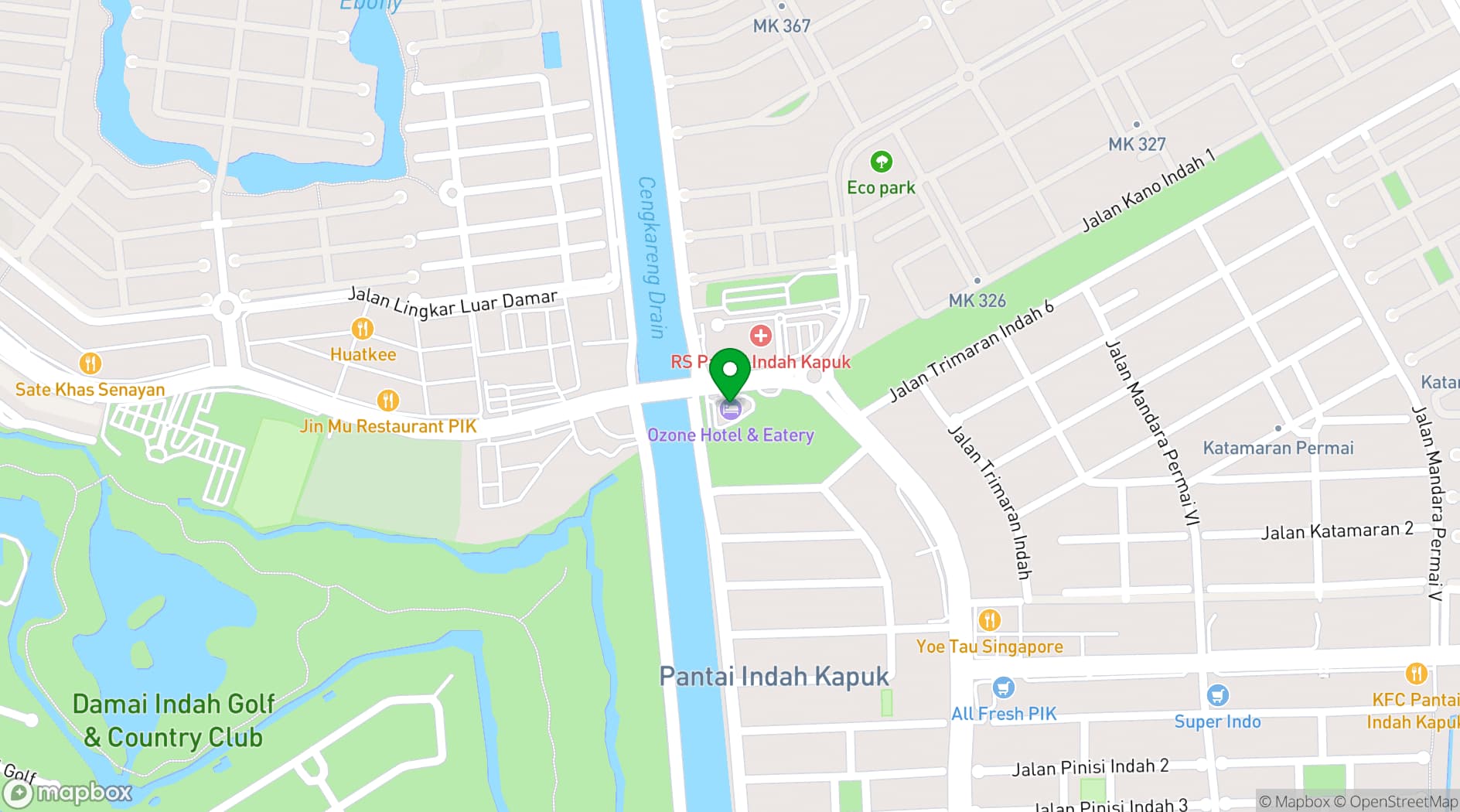 Map showing Ozone Hotel Jakarta
