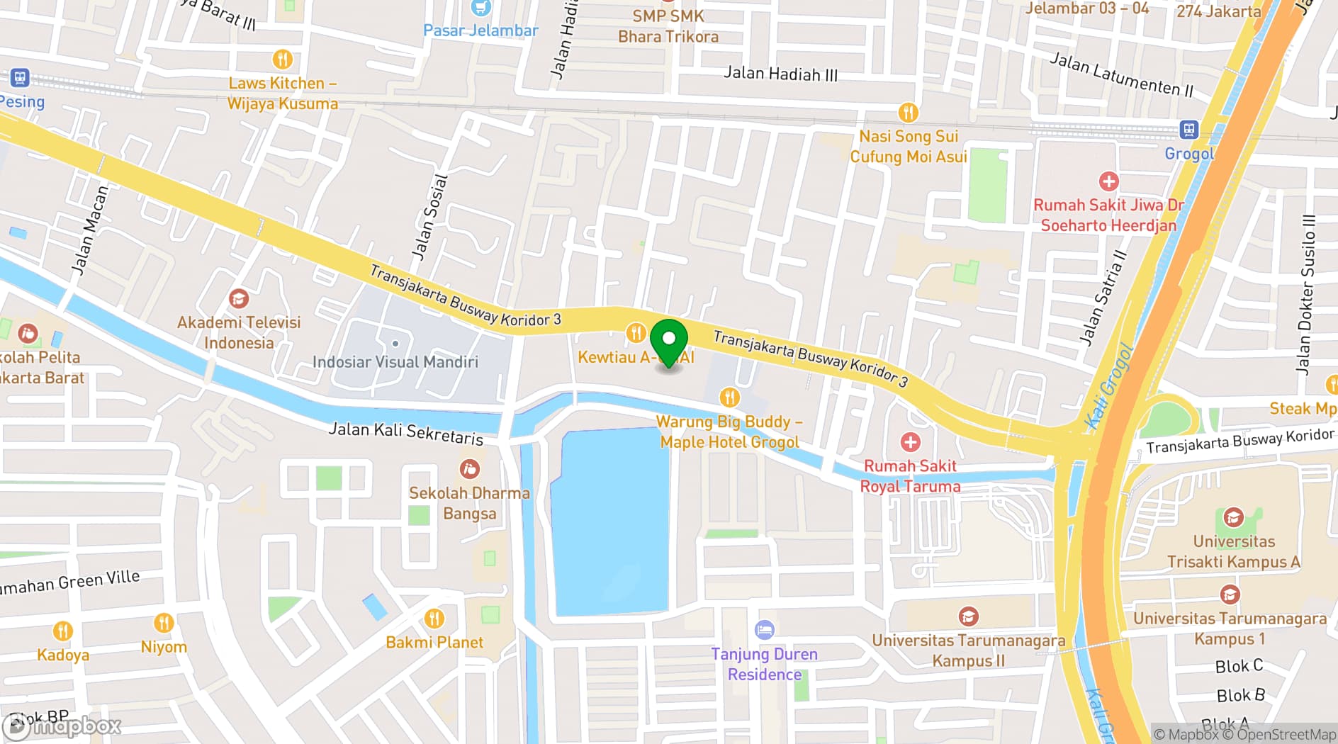 Map showing Grand Tjokro Jakarta