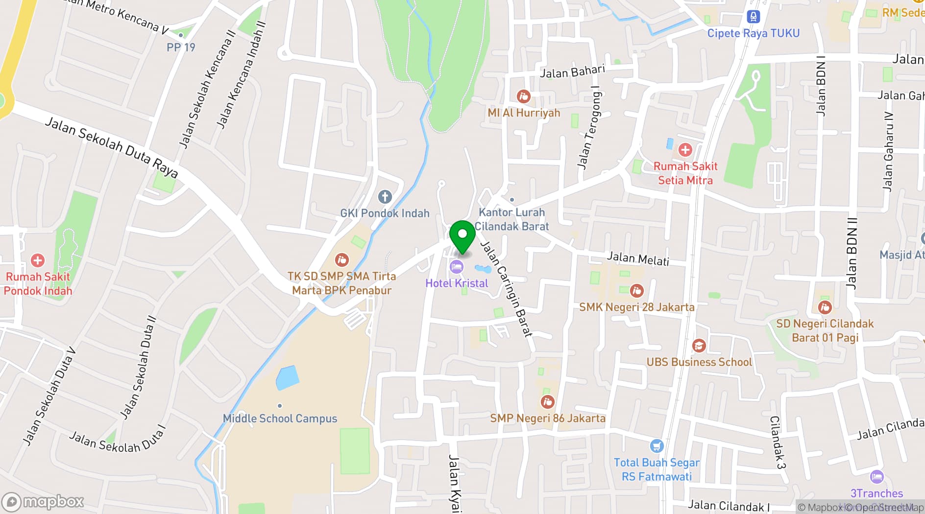 Map showing Kristal Hotel