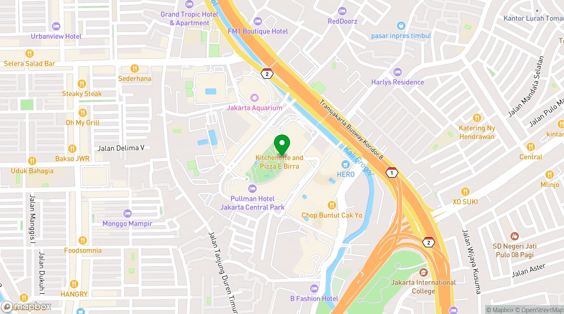 Map showing Central Park Mall