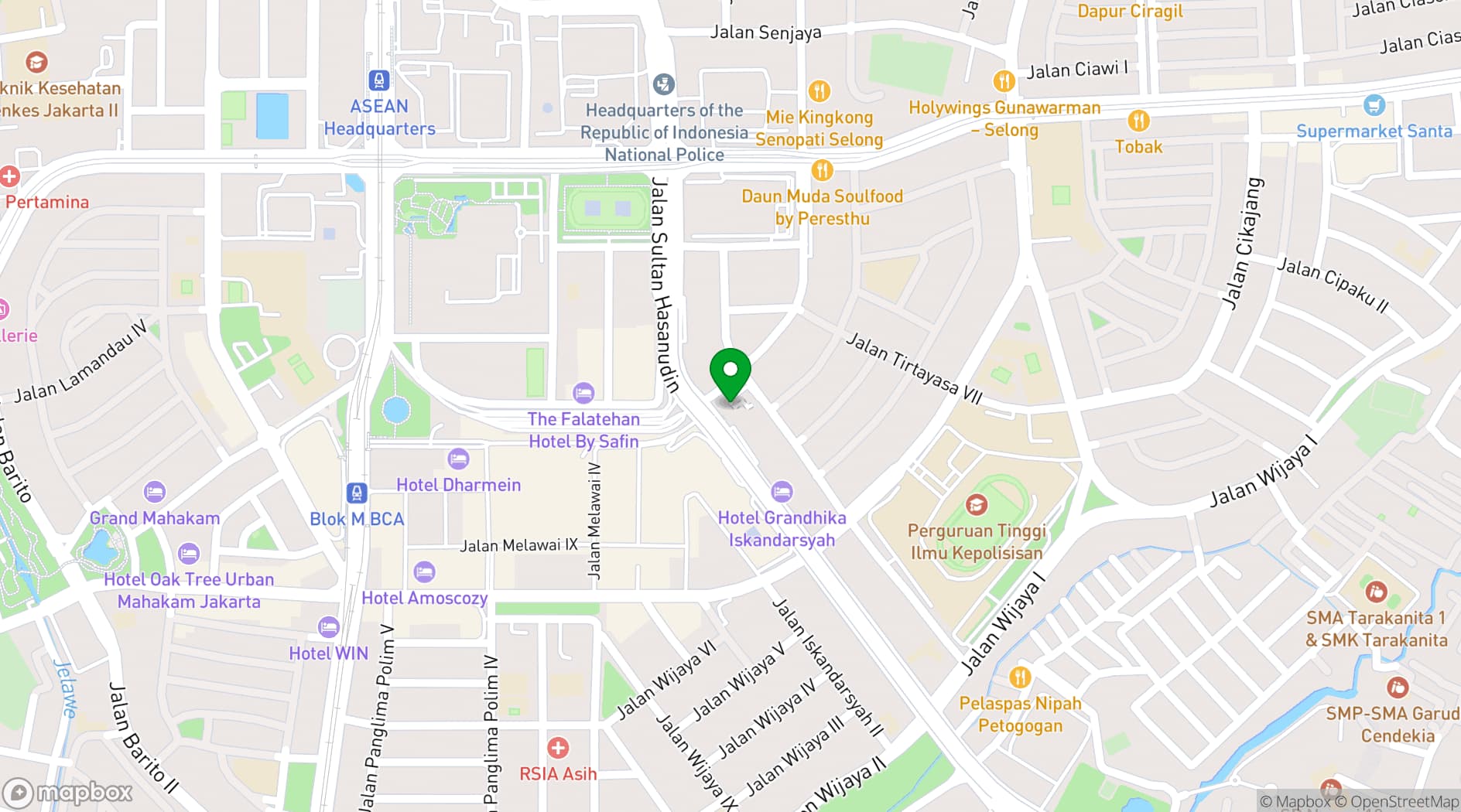 Map showing Ambhara Hotel Jakarta
