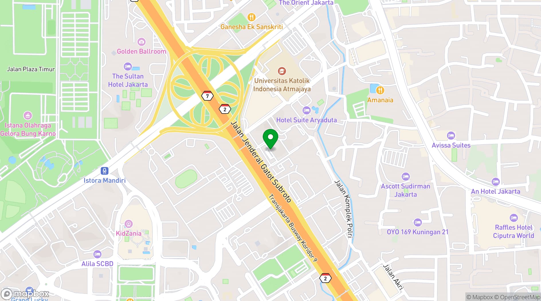 Map showing Mangkuluhur ARTOTEL Suites