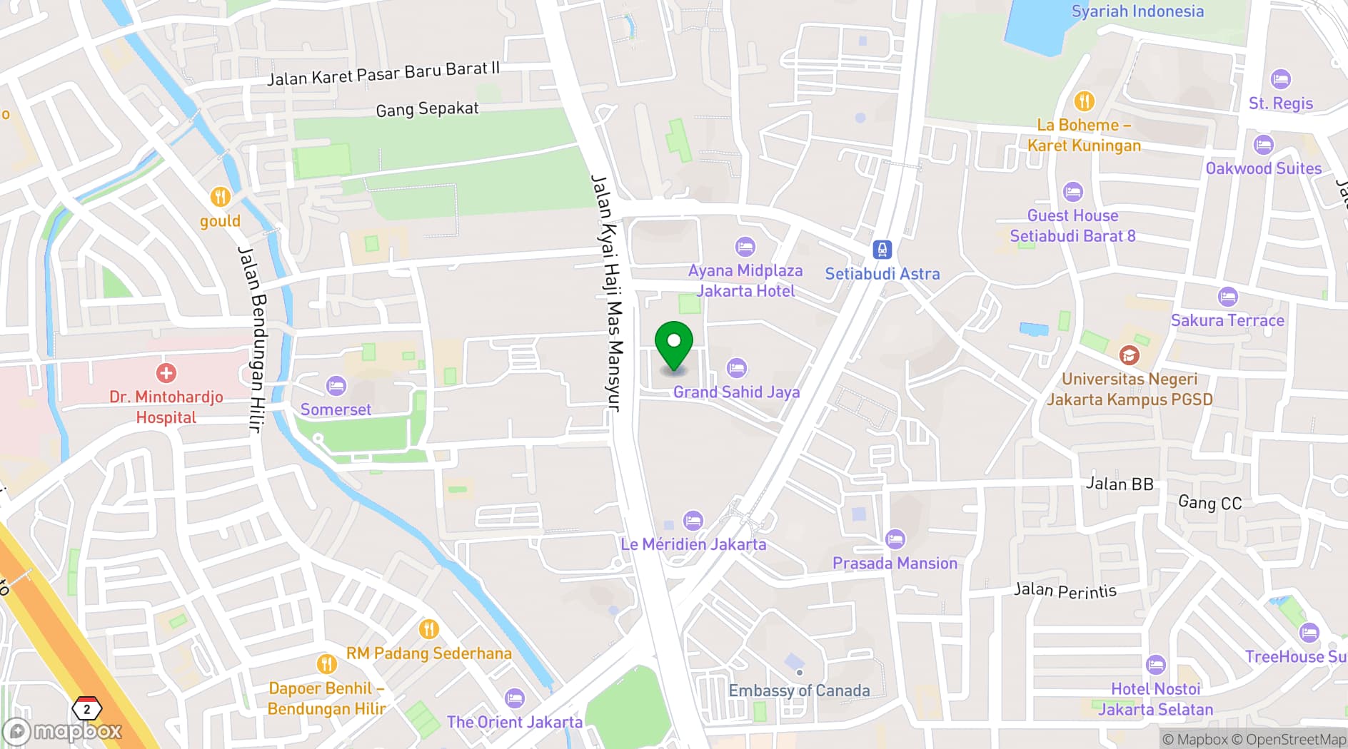 Map showing Sahid Sudirman Center