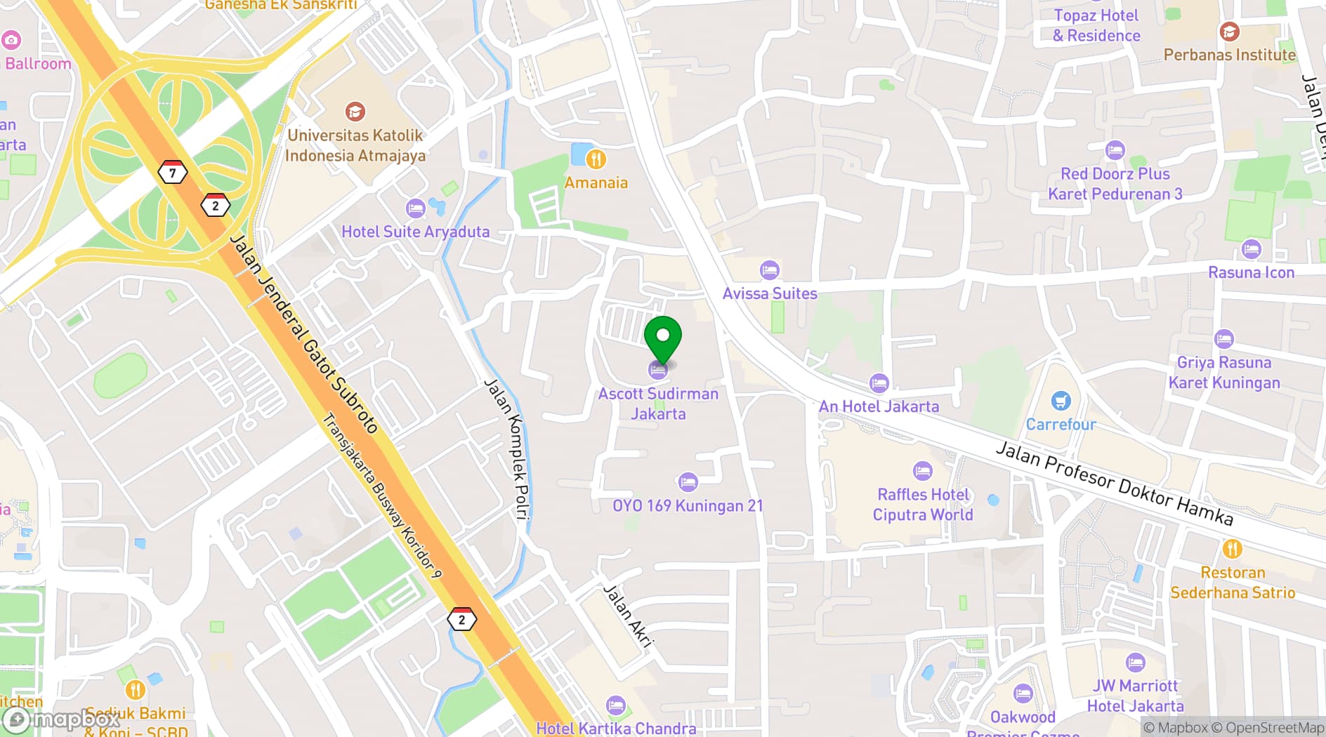 Map showing Ascott Sudirman Jakarta