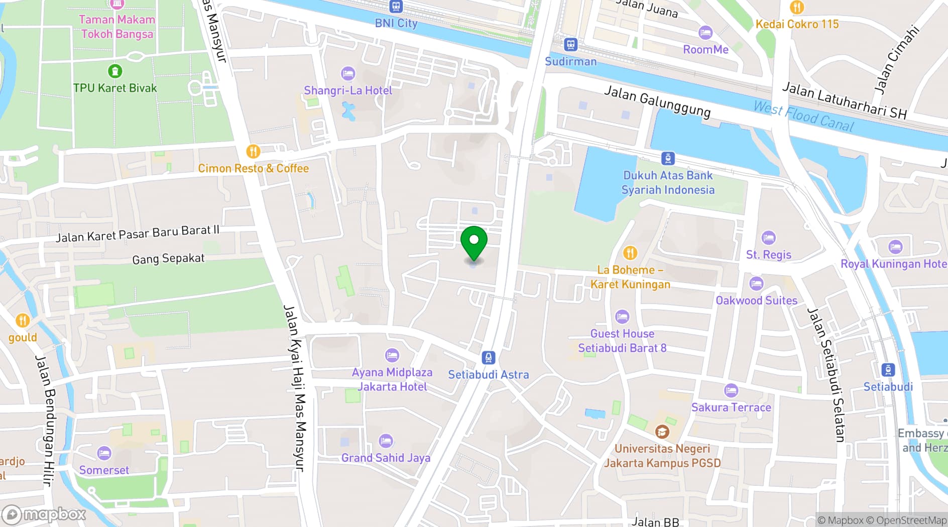 Map showing Menara Astra