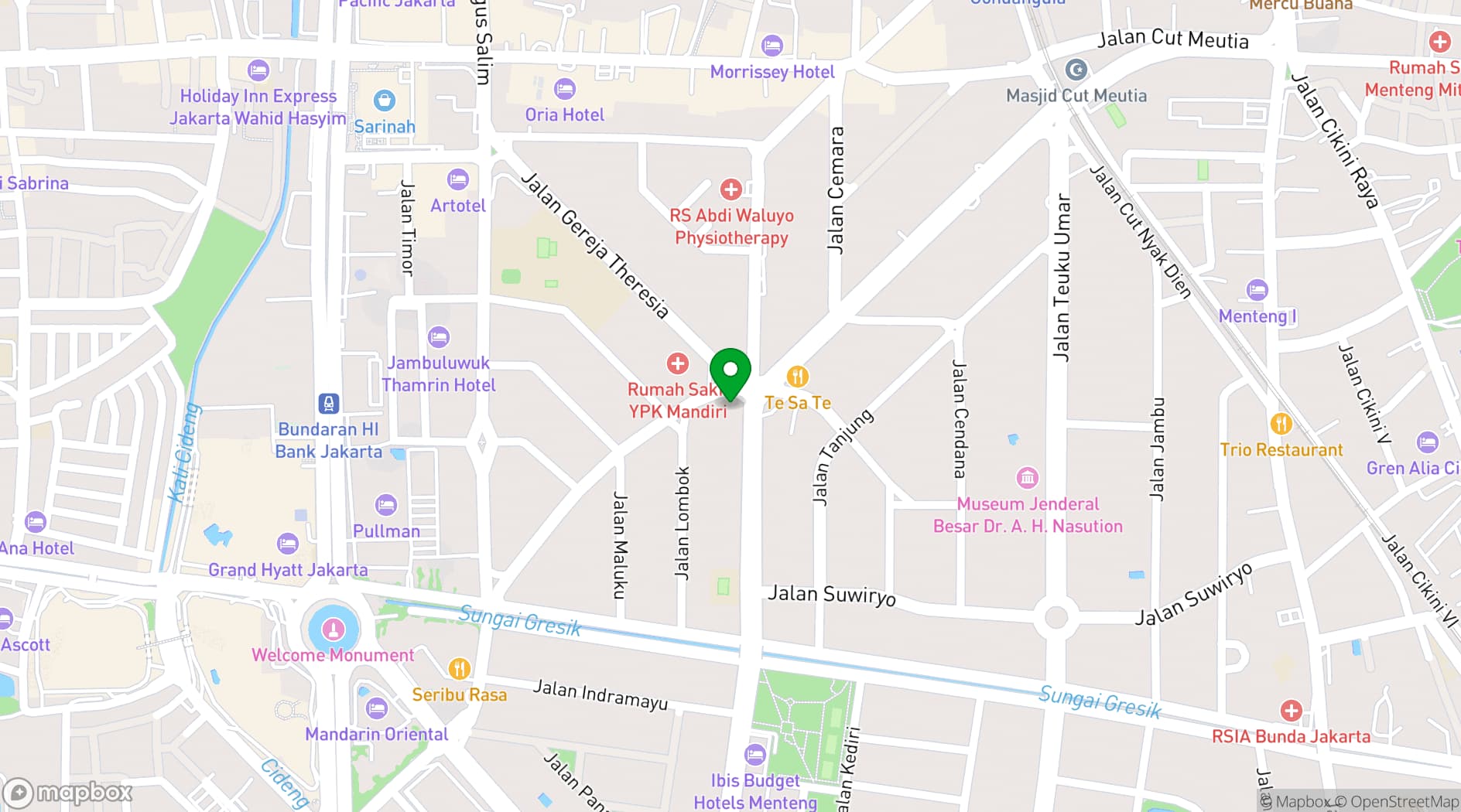Map showing Plataran Menteng