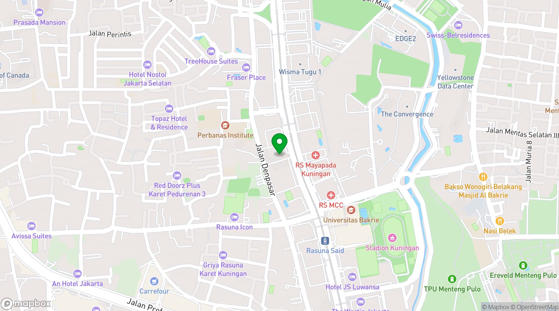 Map showing Menara Kuningan Ballroom