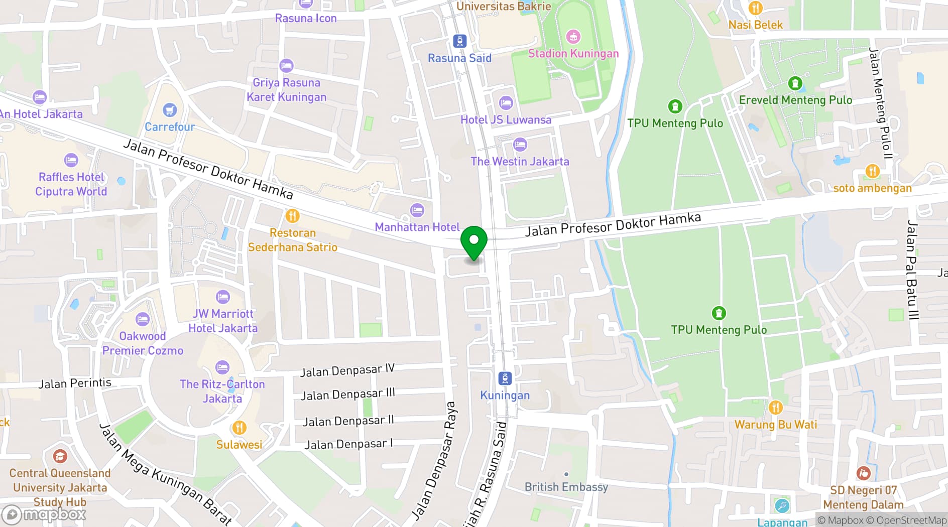 Map showing La Seine Hall