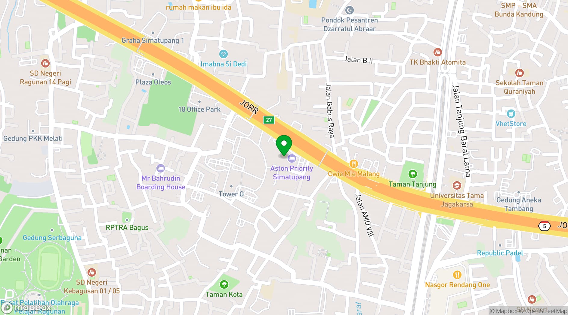 Map showing Aston Priority Simatupang Hotel & Conference Center