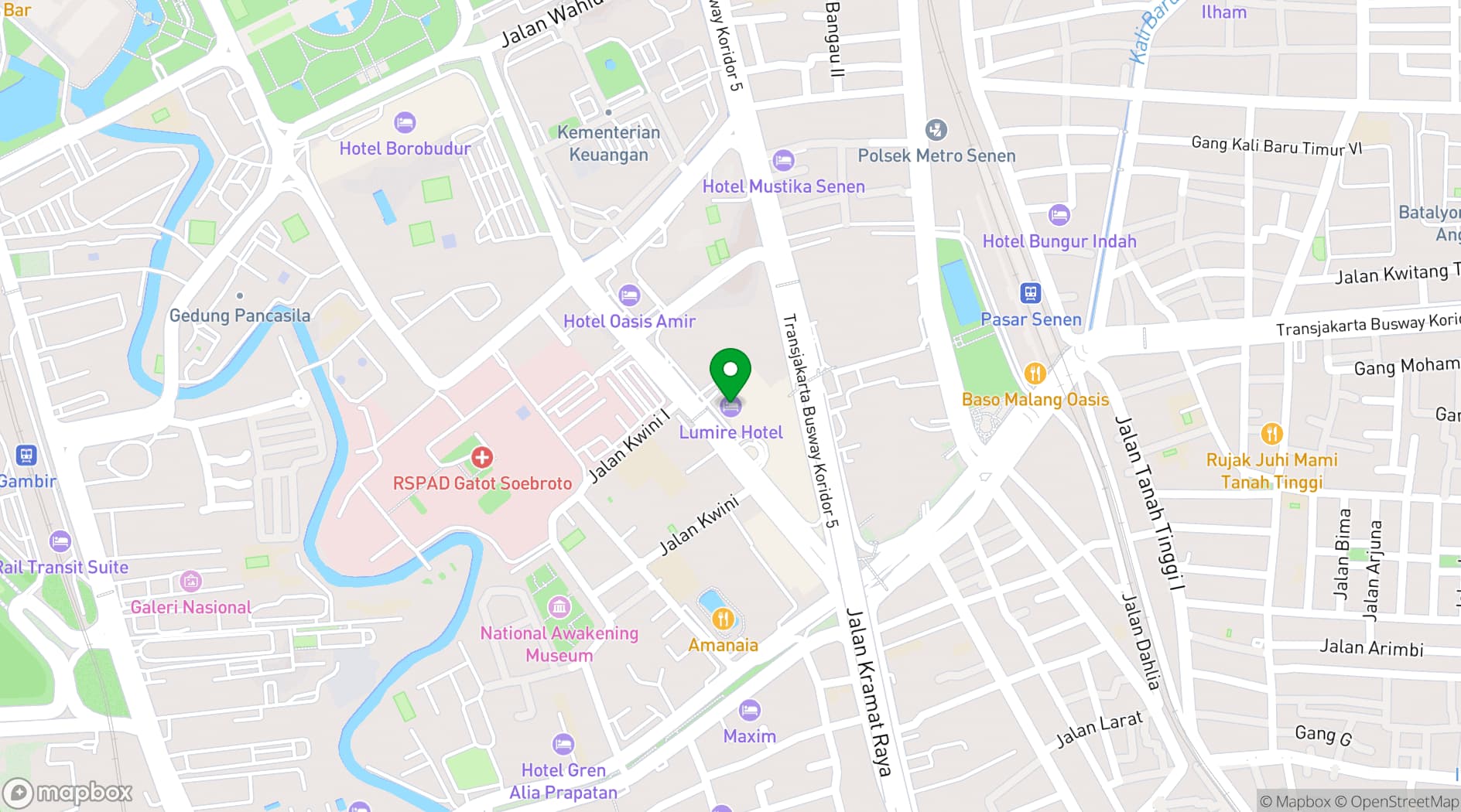Map showing Lumire Hotel and Convention Center
