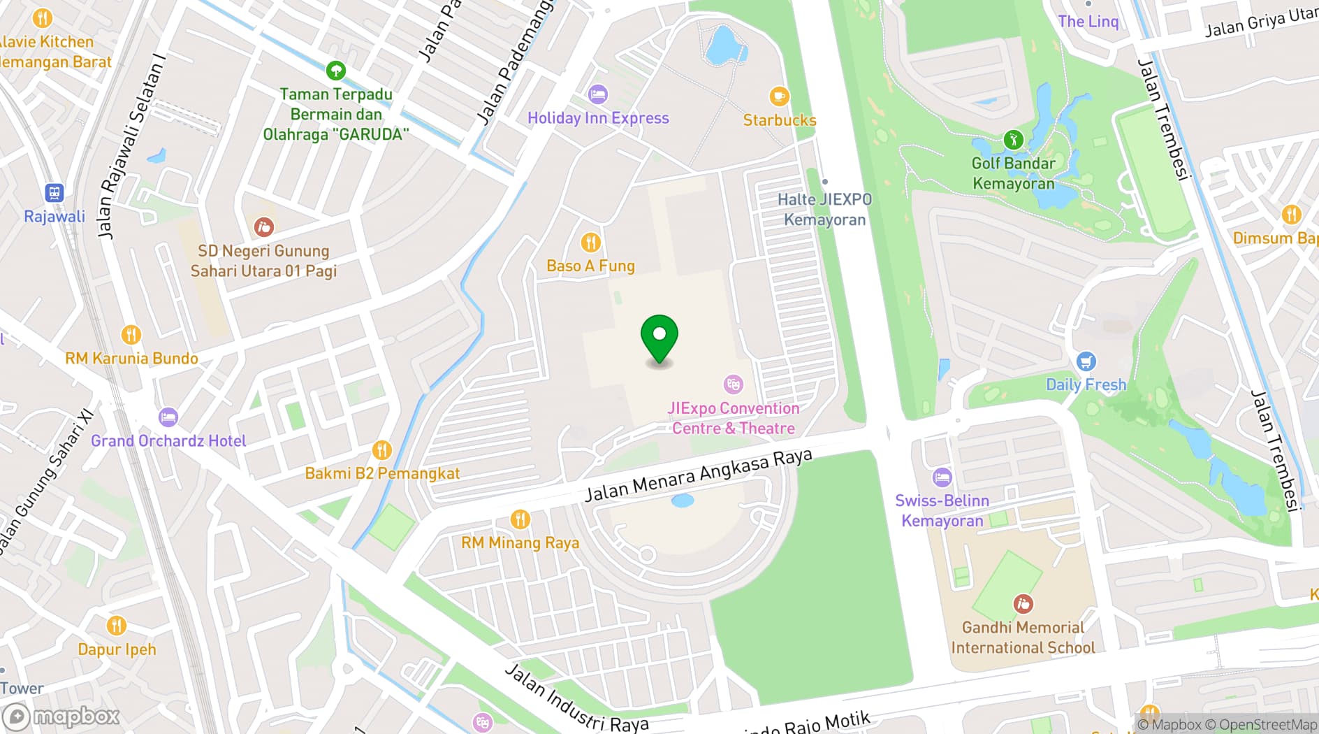 Map showing Jakarta International Expo