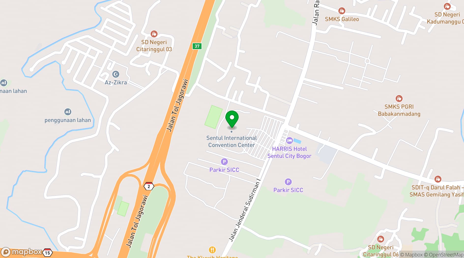 Map showing Sentul International Convention Center