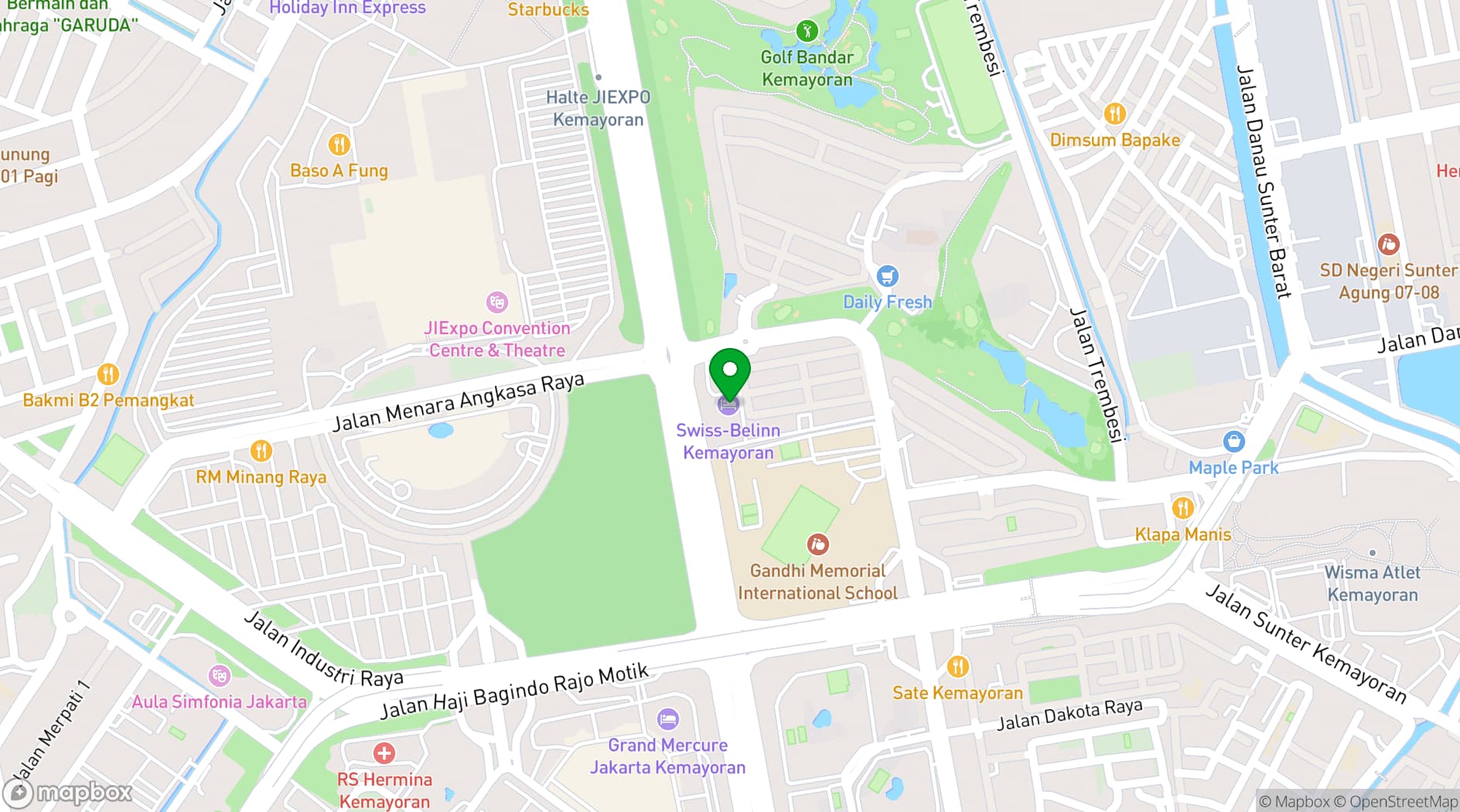Map showing Jakarta International Expo
