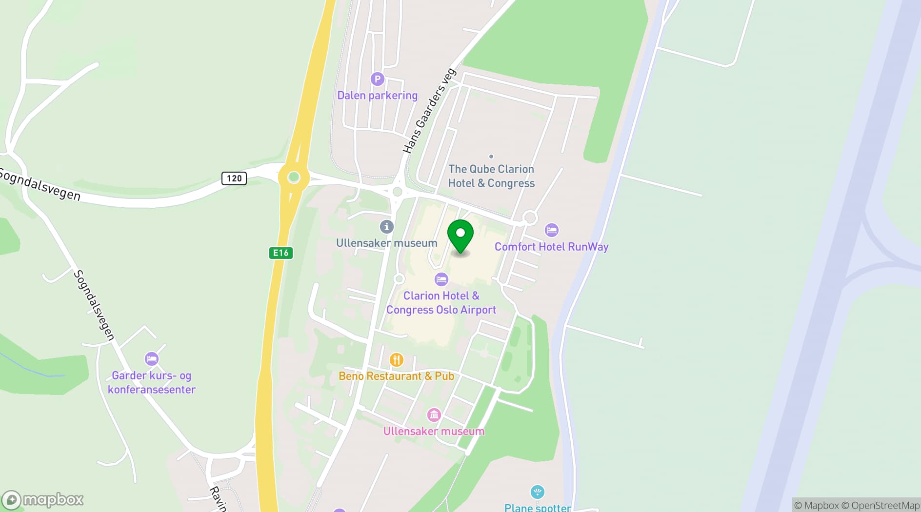 Map showing Radisson Hotel & Conference Centre Oslo Airport