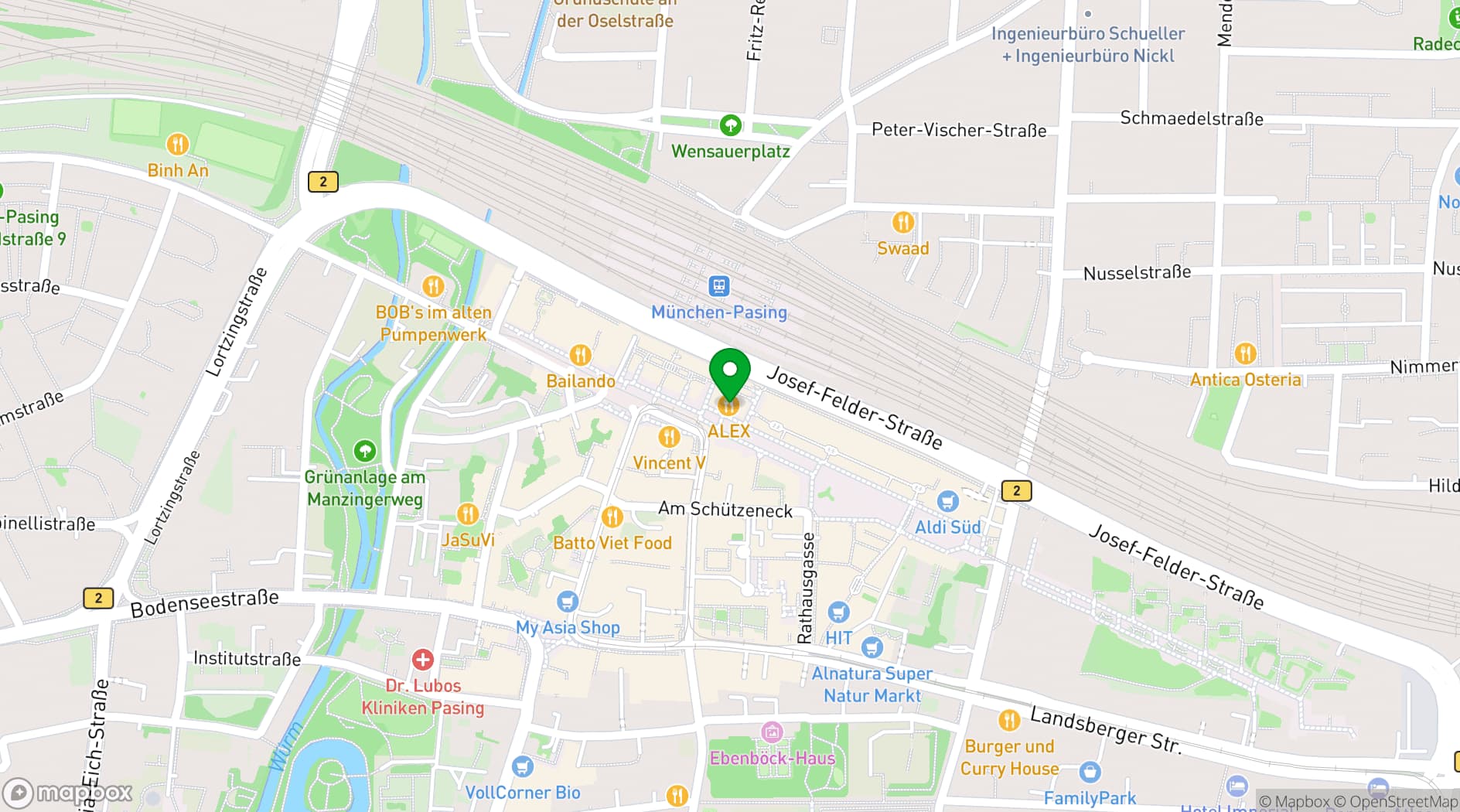 Map showing Pasing Arcaden
