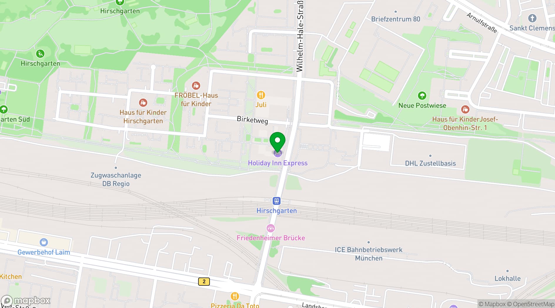 Map showing Holiday Inn Express Munich City West
