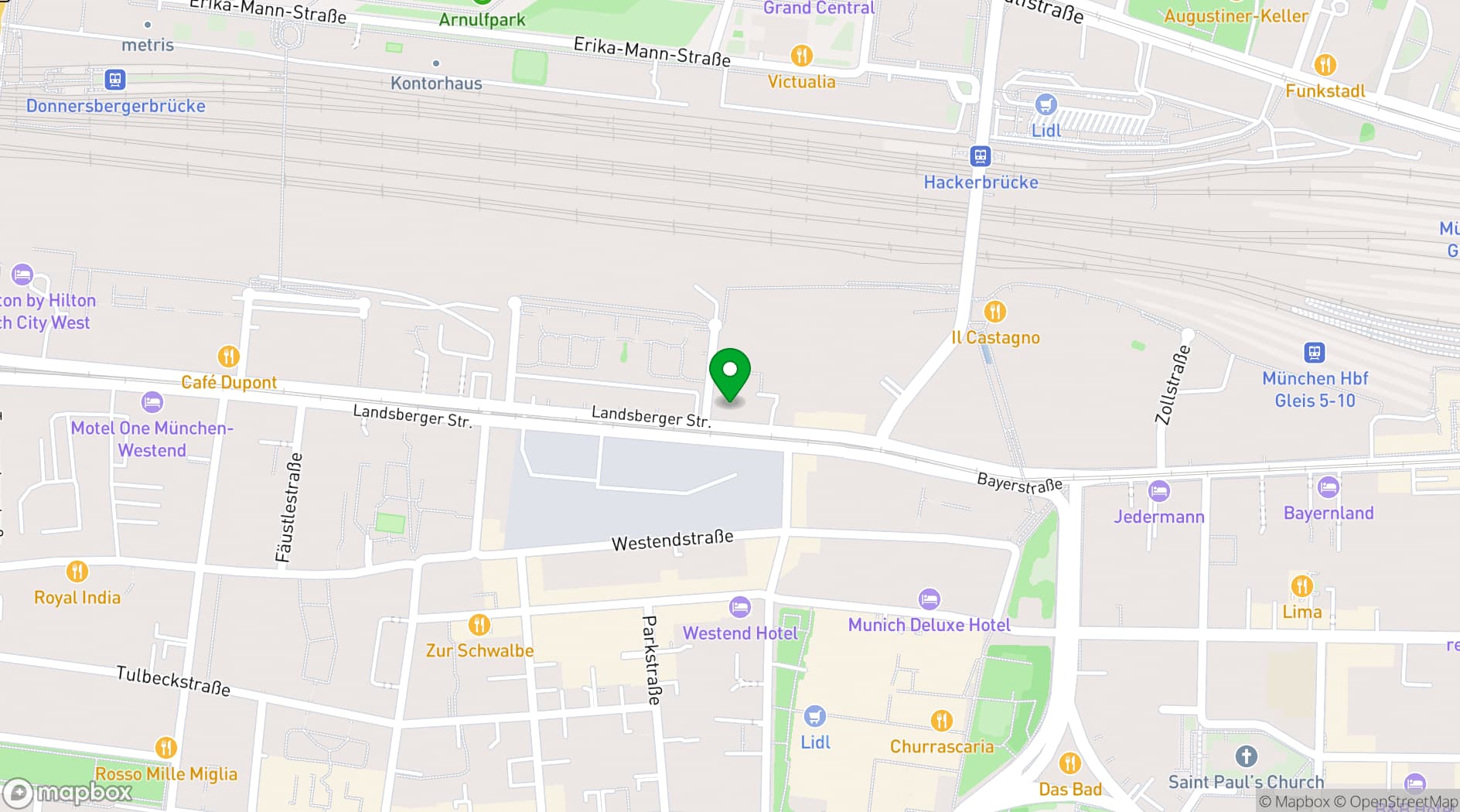 Map showing MEININGER Hotel München Zentrum