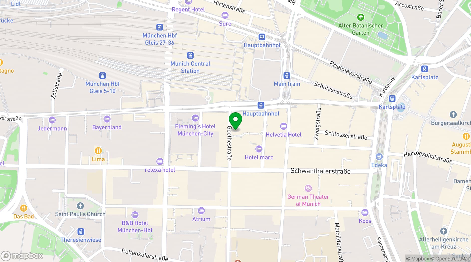 Map showing Maritim Hotel München
