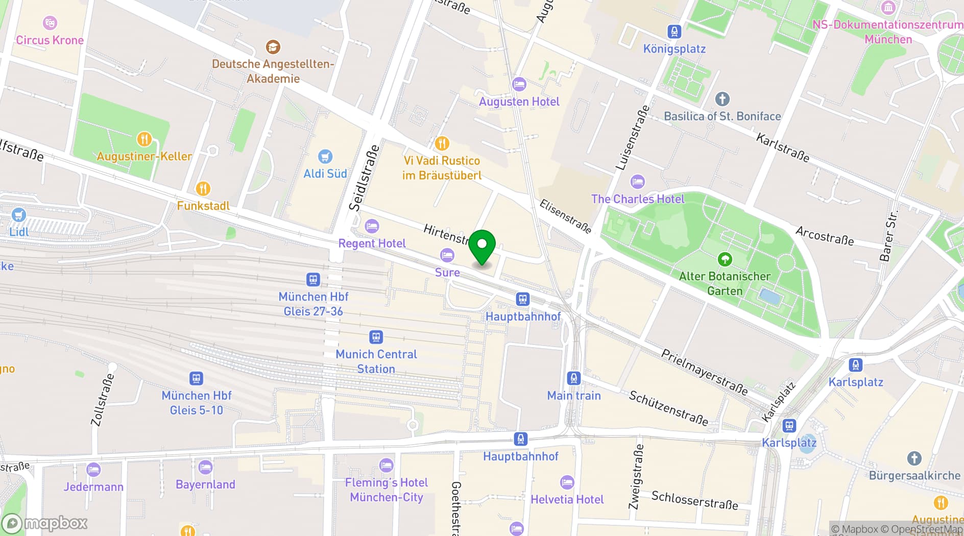 Map showing Eden Hotel Wolff