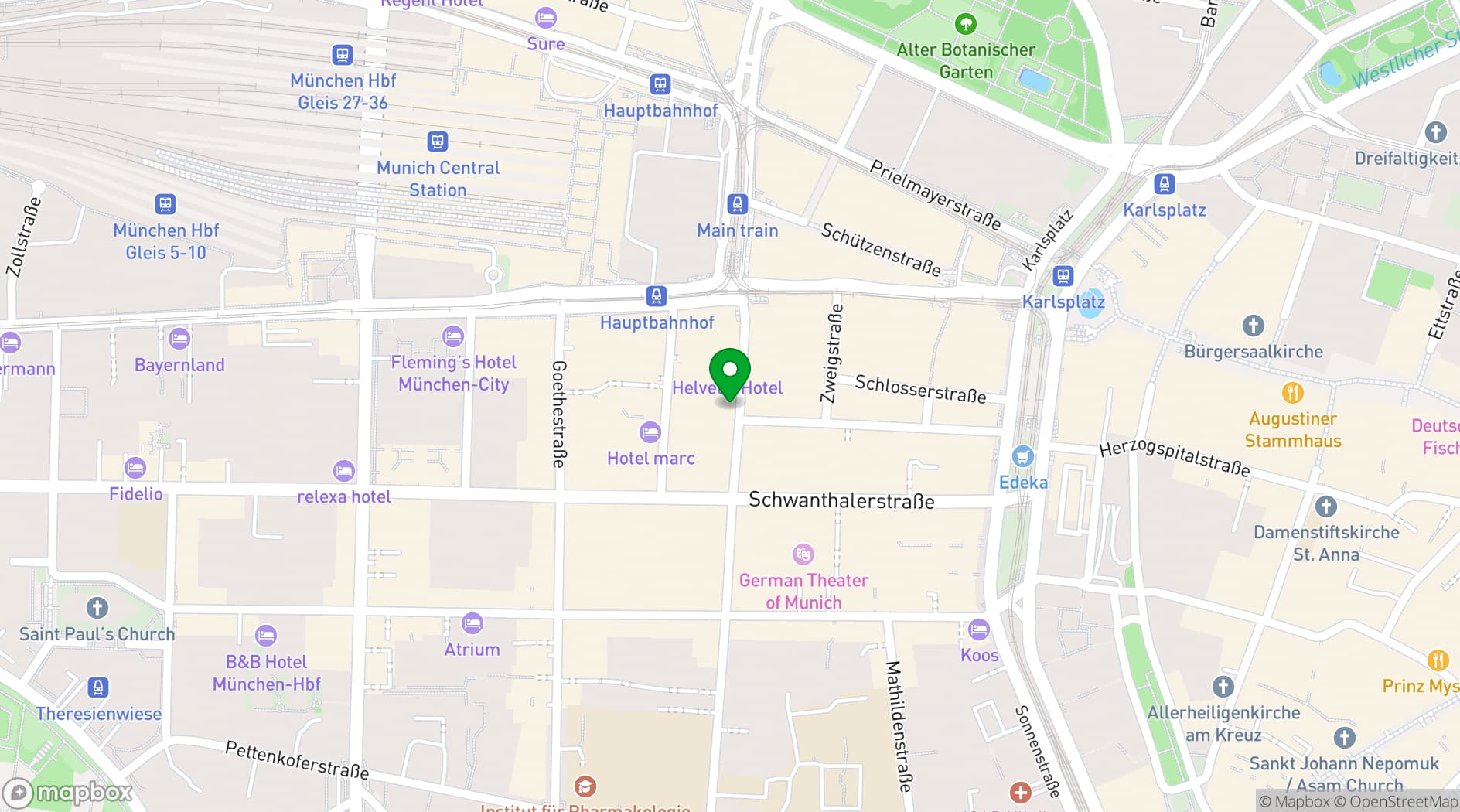 Map showing AWA Hotel