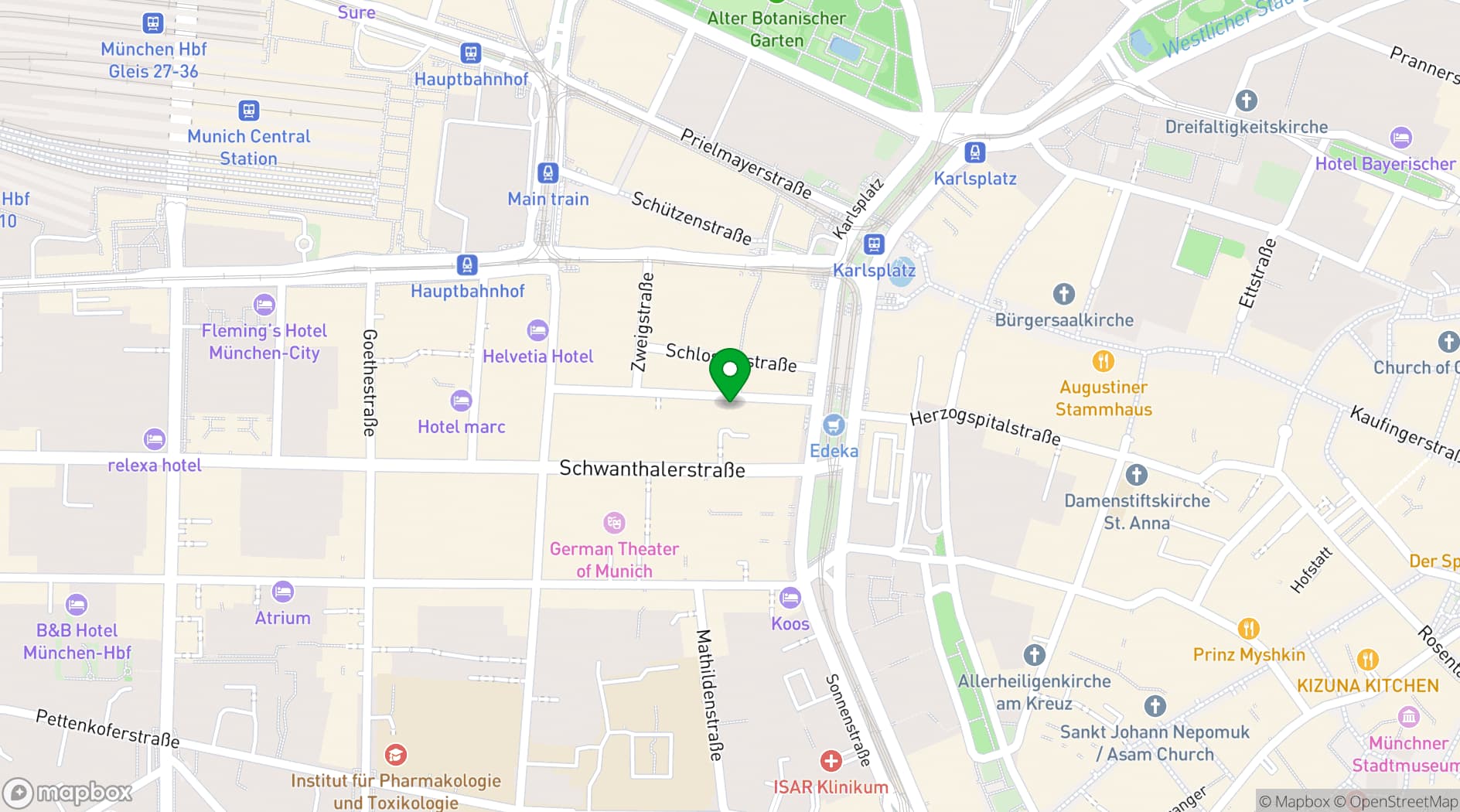 Map showing Tagungszentrum Kolpinghaus München