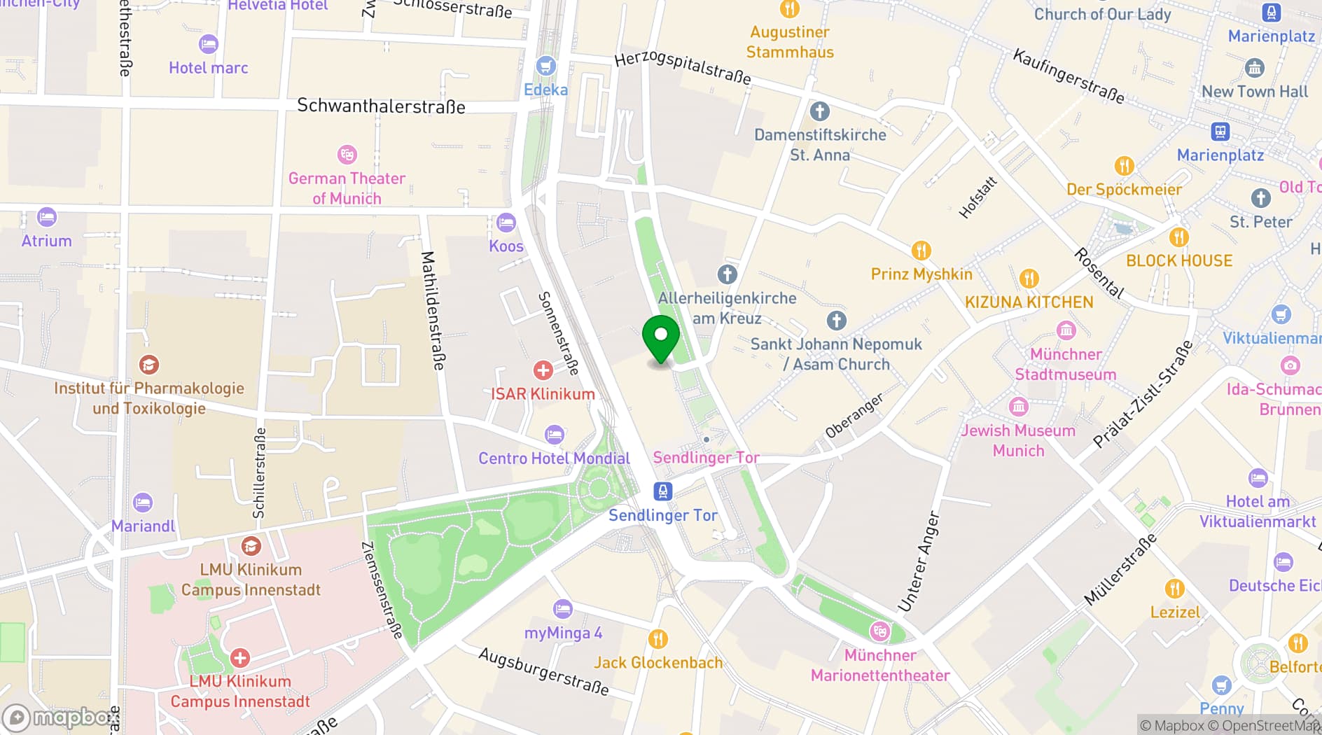 Map showing Motel One Munich