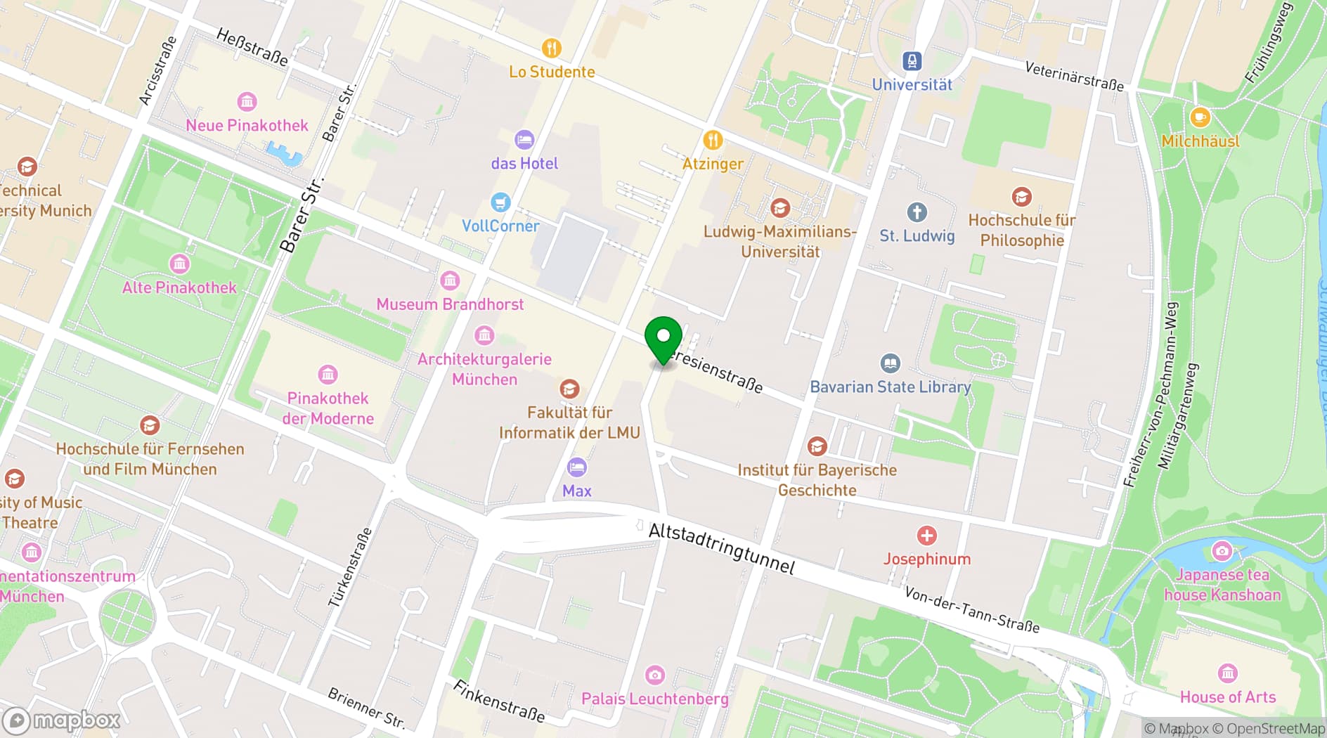 Map showing Hotel Carlton Munich