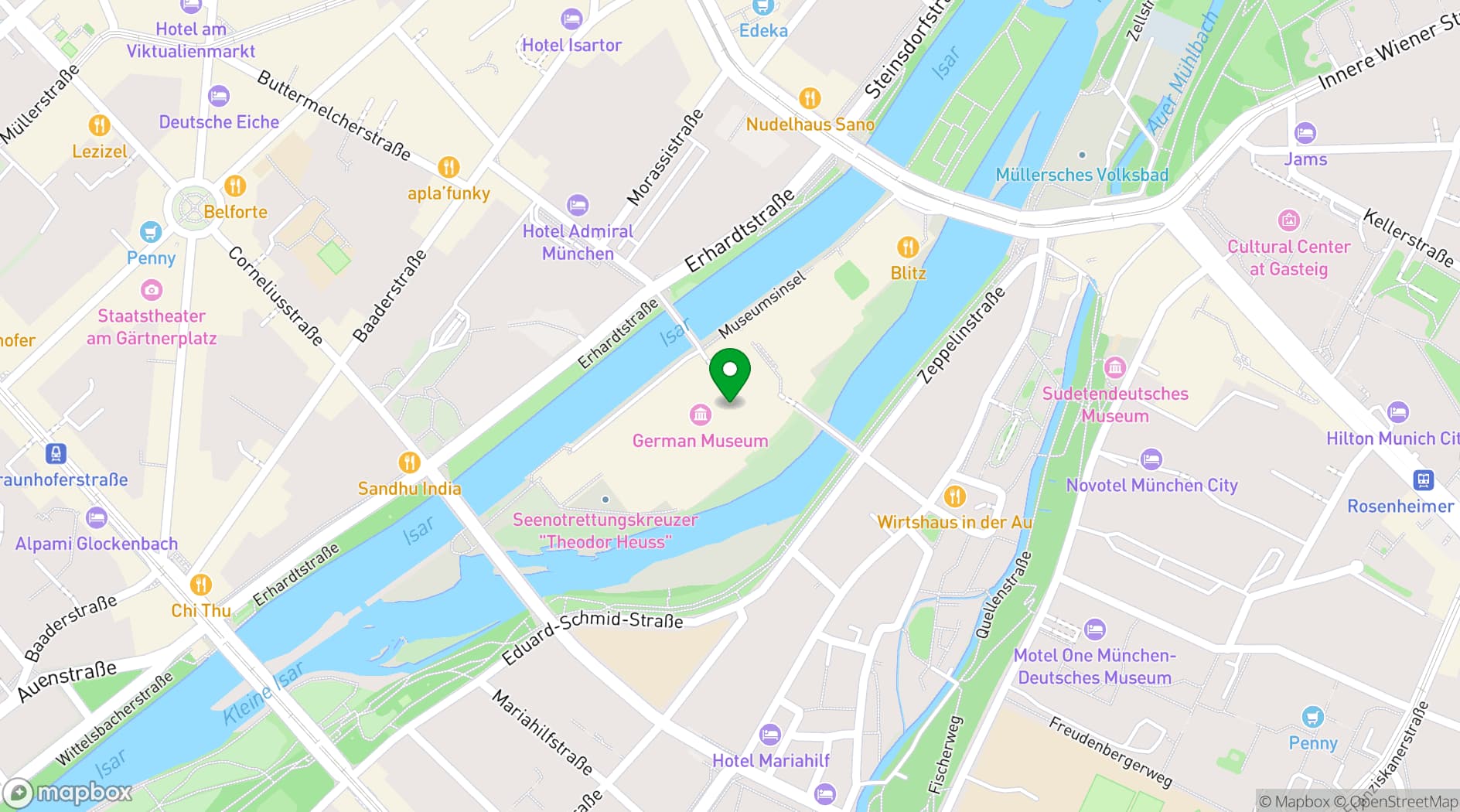 Map showing Deutsches Museum