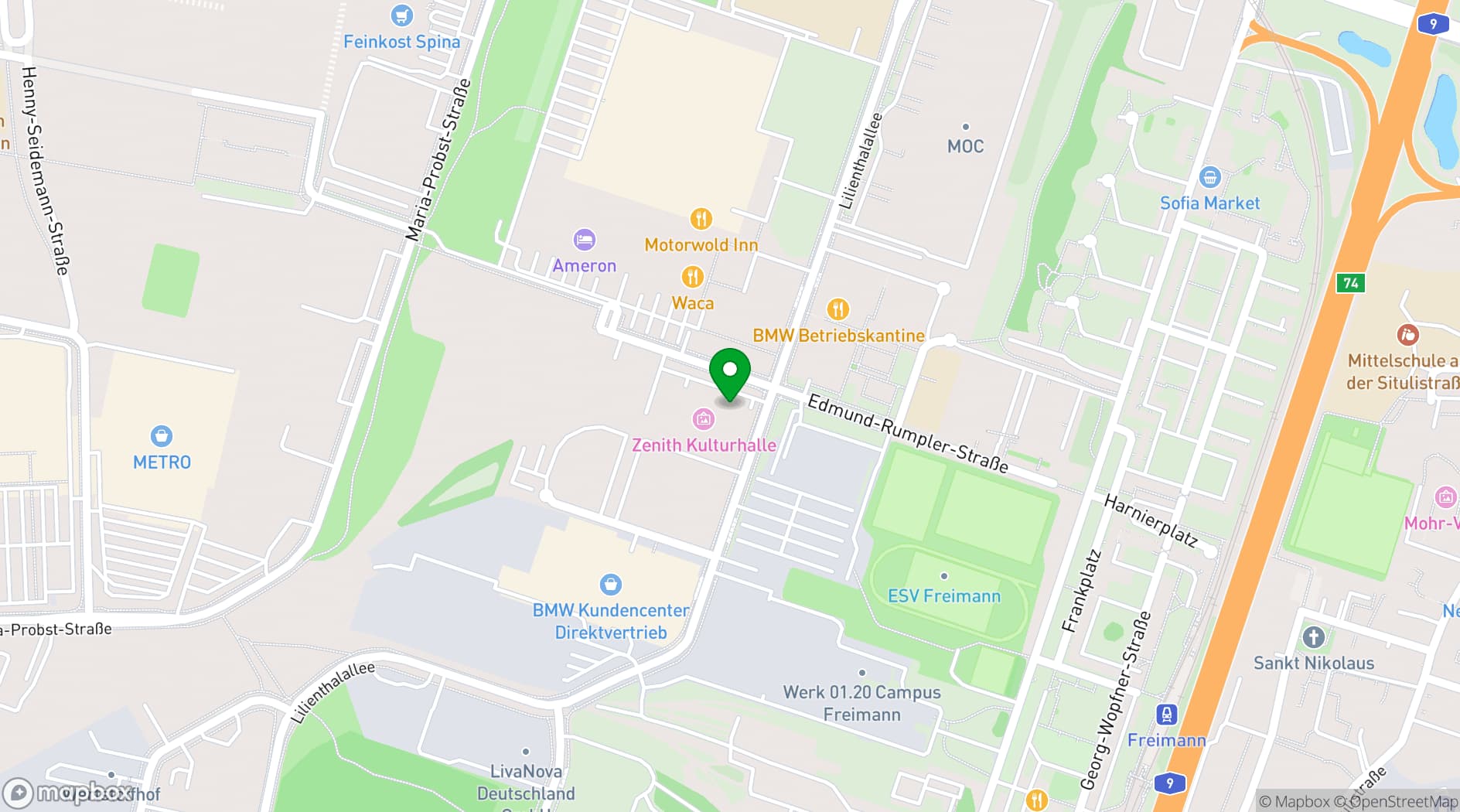 Map showing Zenith