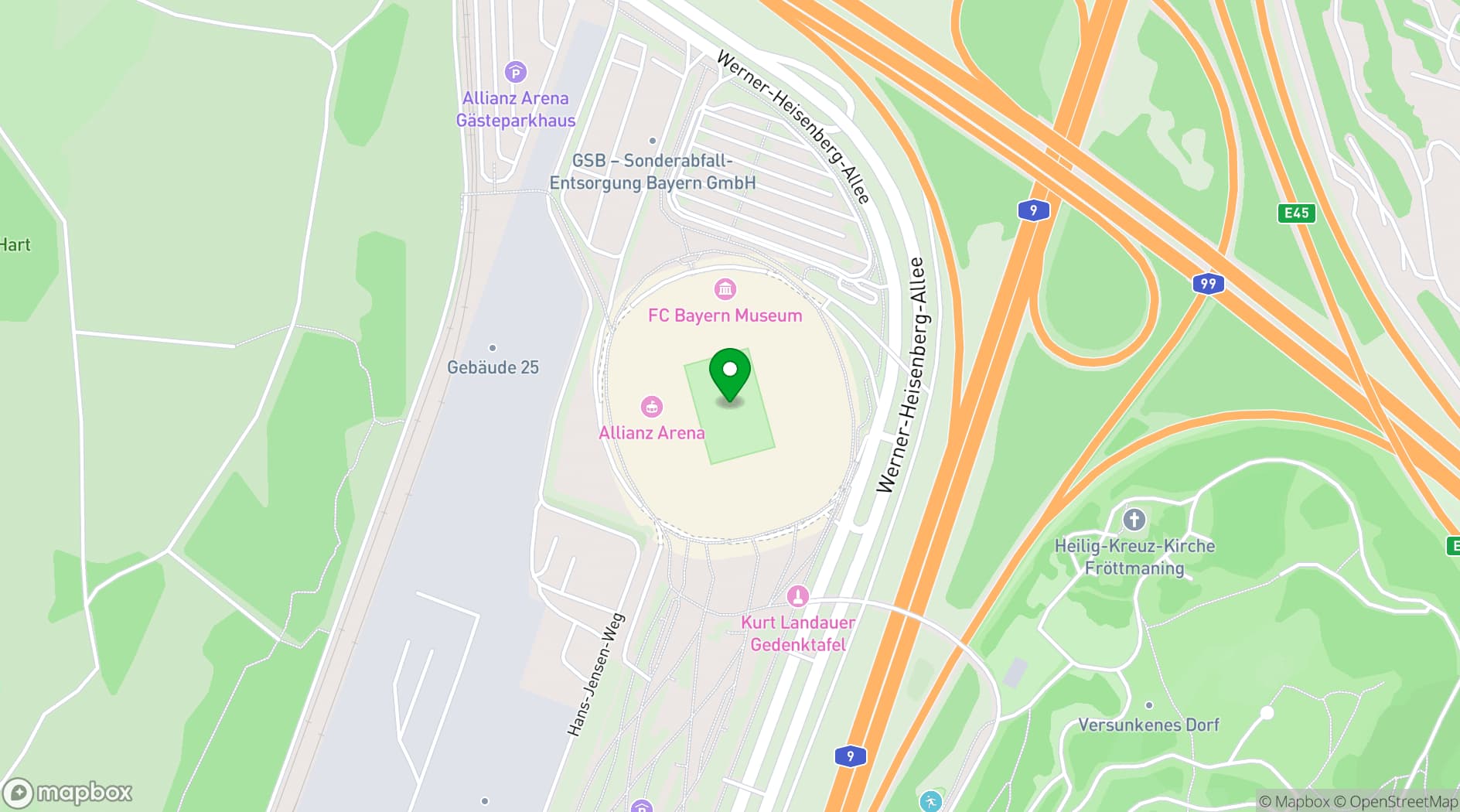 Map showing Allianz Arena