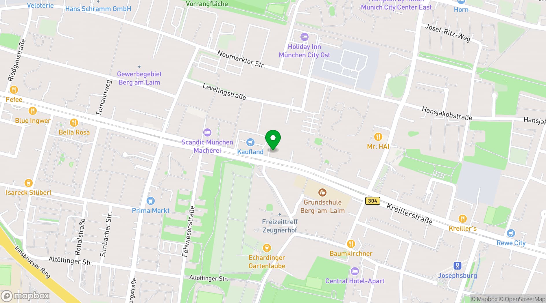 Map showing ibis Munich City Ost