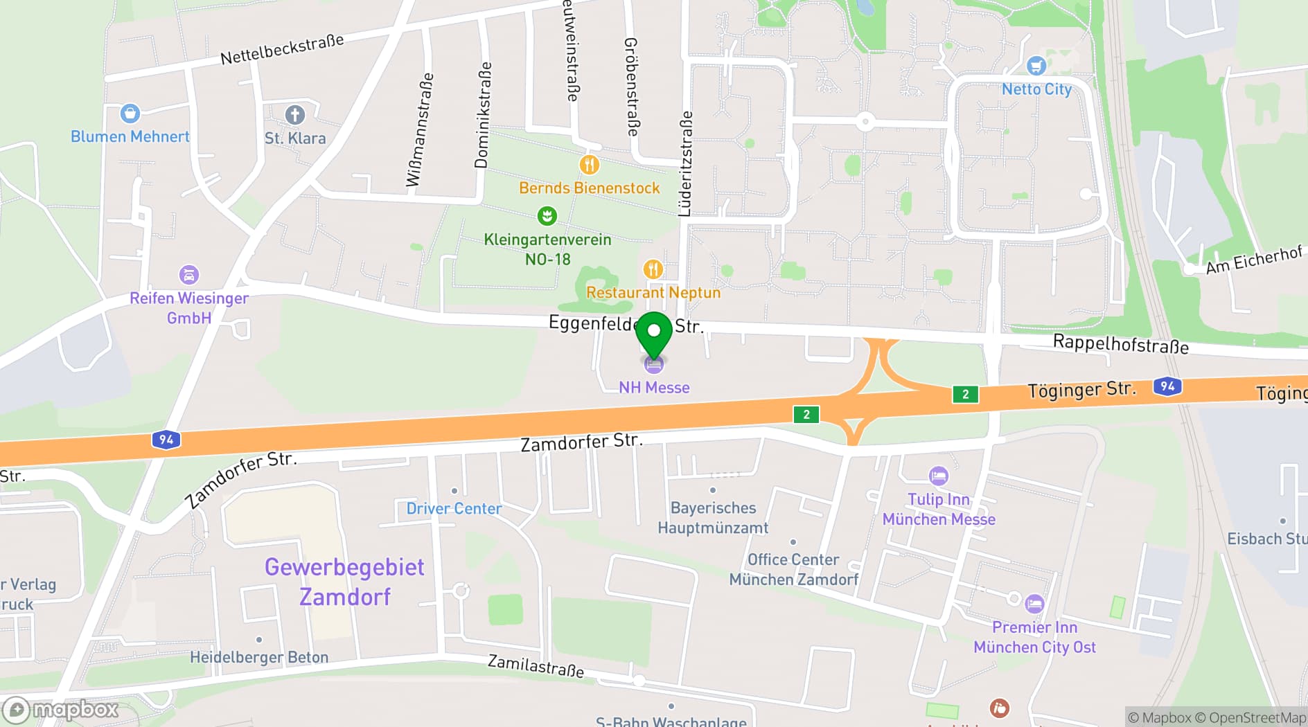 Map showing NH München Messe