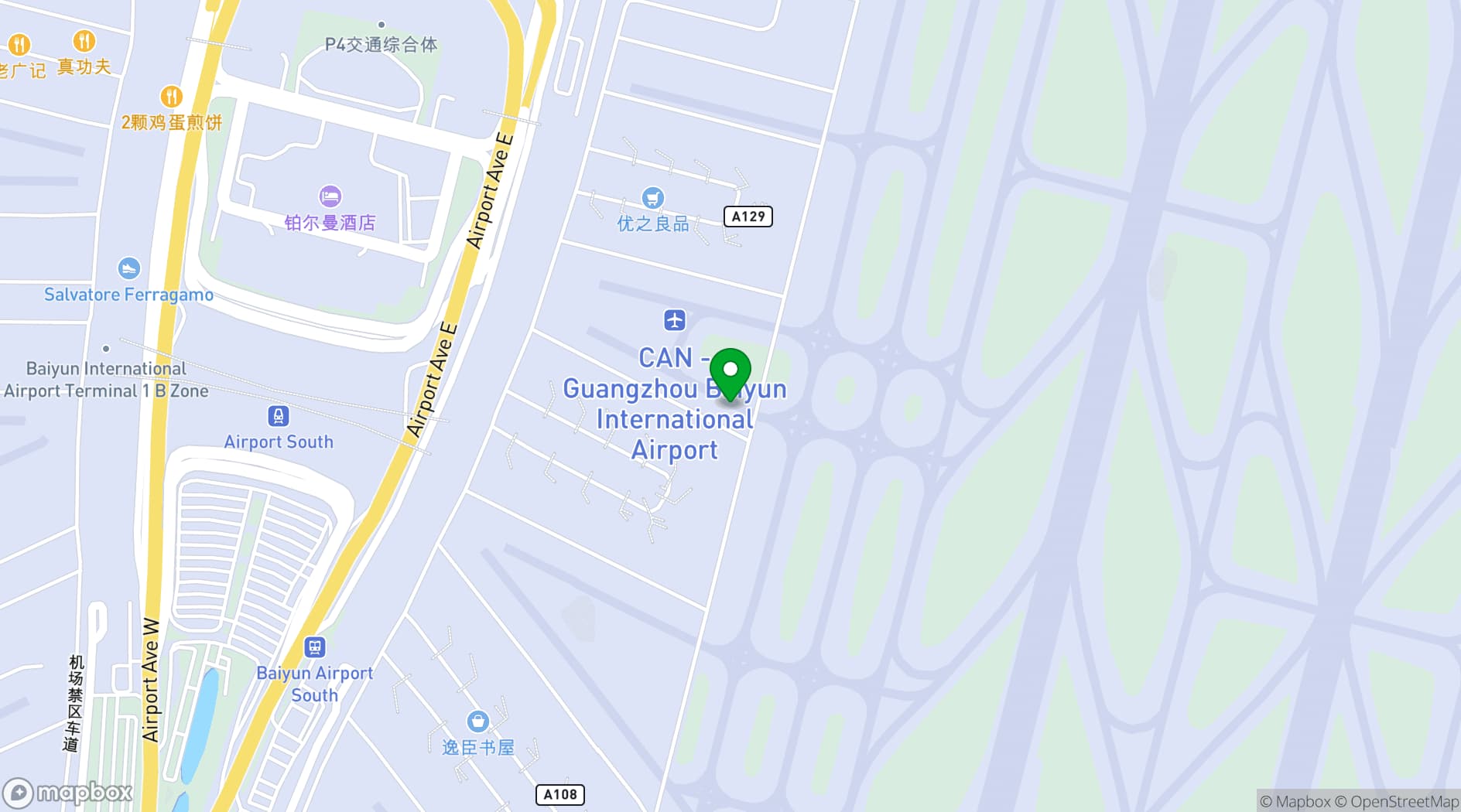 Map showing Pullman Guangzhou Baiyun Airport