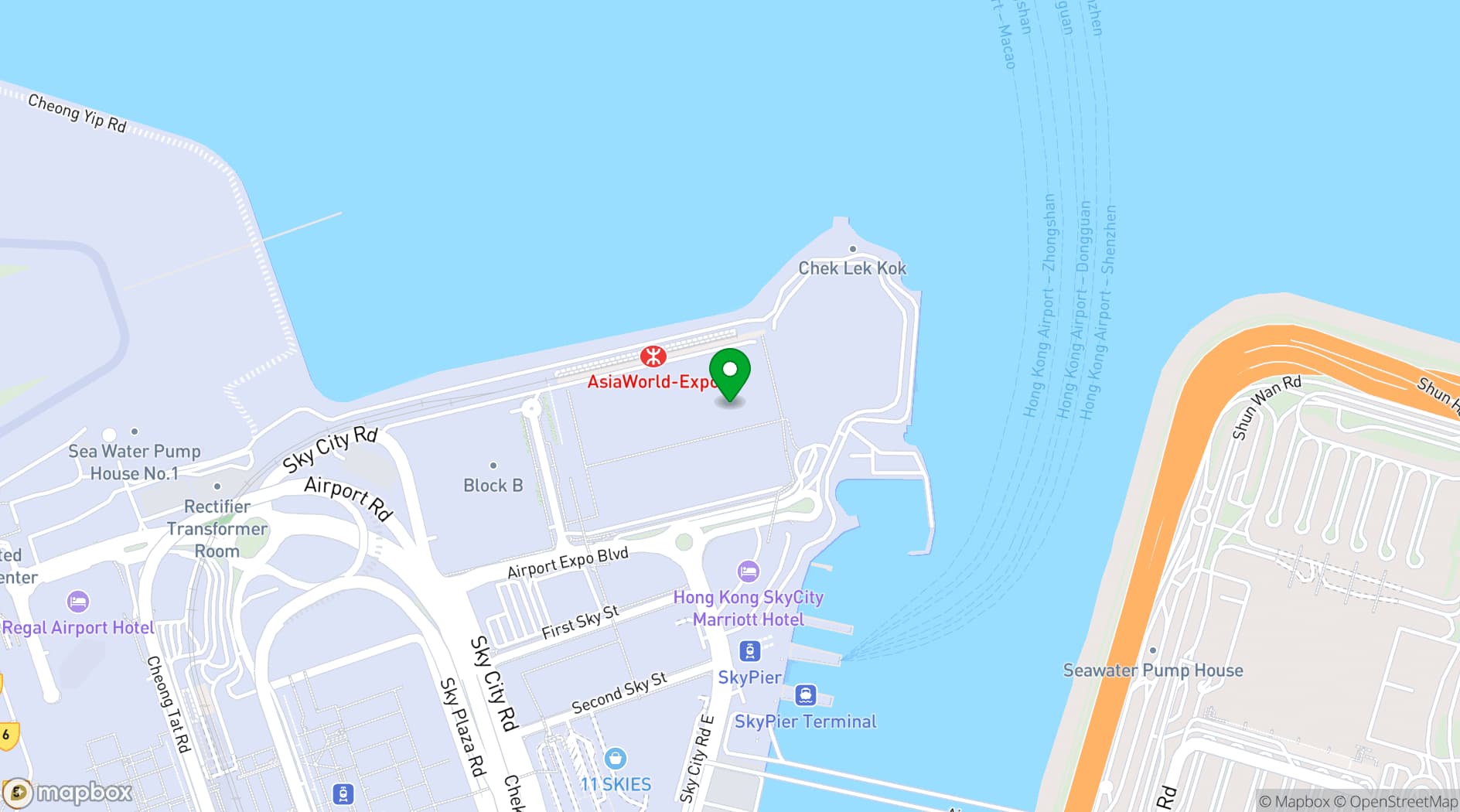 Map showing AsiaWorld-Expo