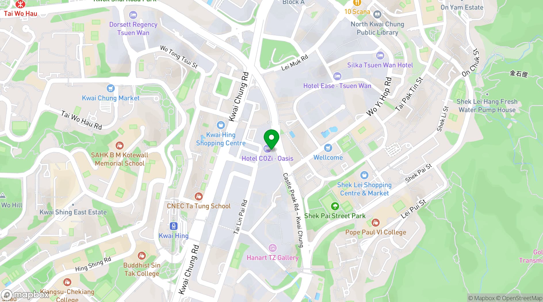Map showing Hotel COZi ∙ Oasis