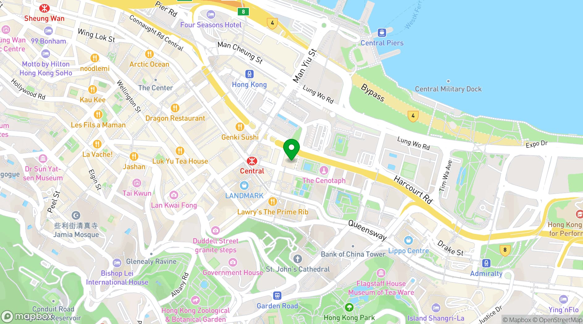 Map showing ​Mandarin Oriental Hong Kong