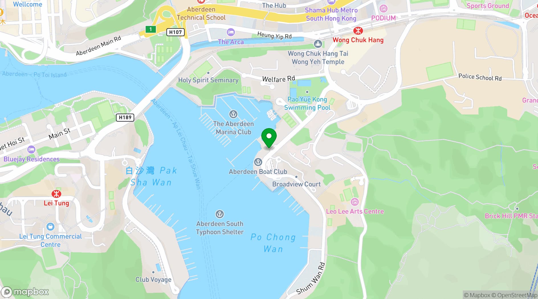Map showing Aberdeen Marina Club